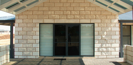 Rock face with quoins